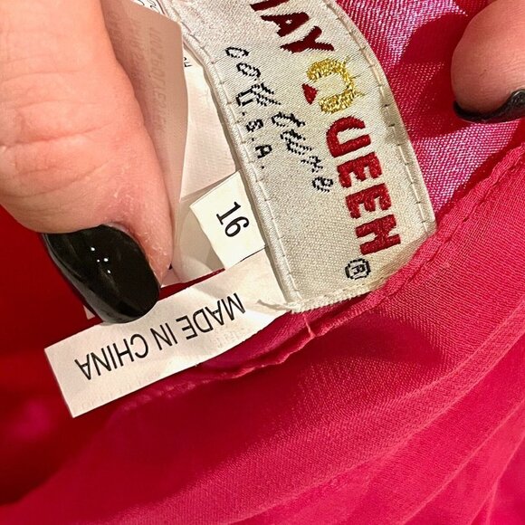 May Queen One Shoulder Long Evening Bridesmaid Dress Pink 16 Chiffon Rhinestones - Picture 5 of 10